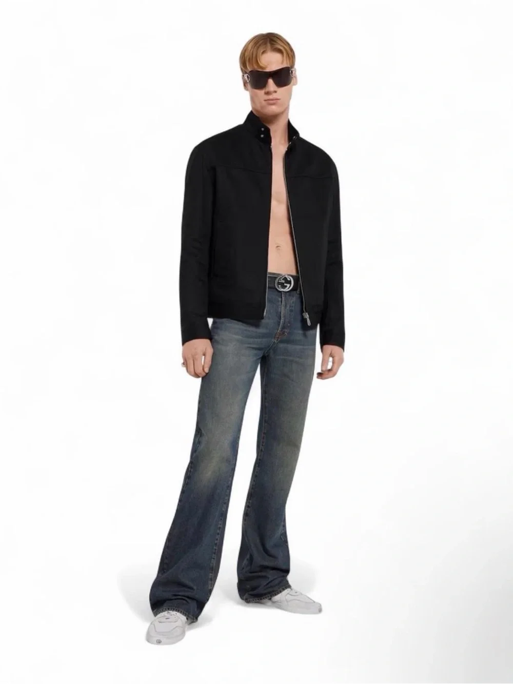 Gucci Men's Dark Faded Blue Bootcut Jeans